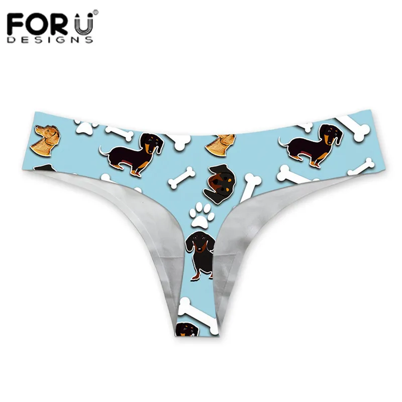 FORUDESIGNS женское нижнее белье трусы Такса собака стринги сексуальные трусики