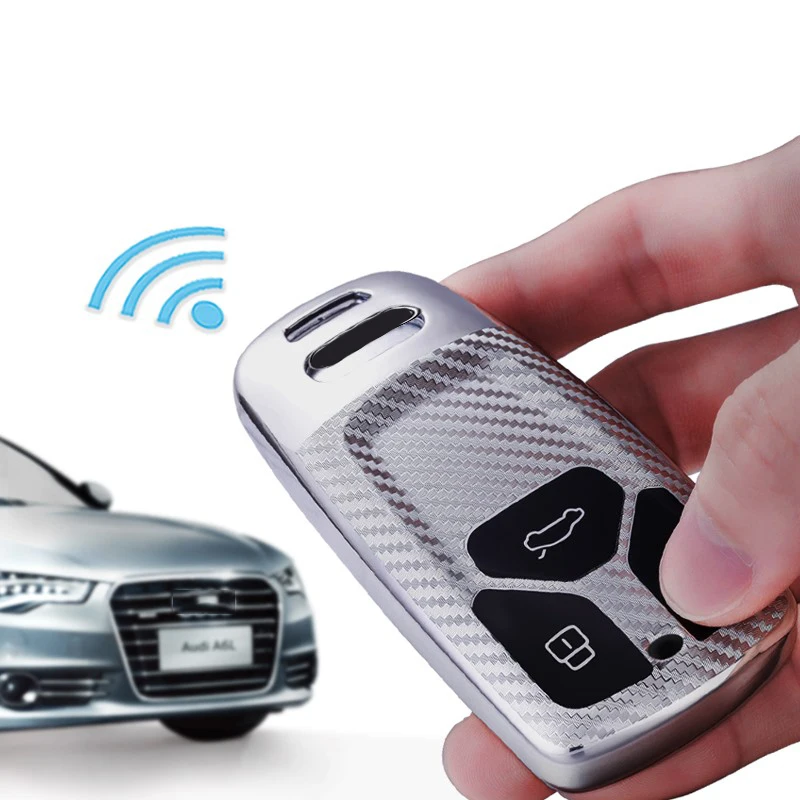 

TPU Carbon Fiber Pattern Car Key Case For Audi A4 B9 Q5 Q7 TT TTS 8S 2016 2017 Car Smart Remote Car Styling Interior Accessories