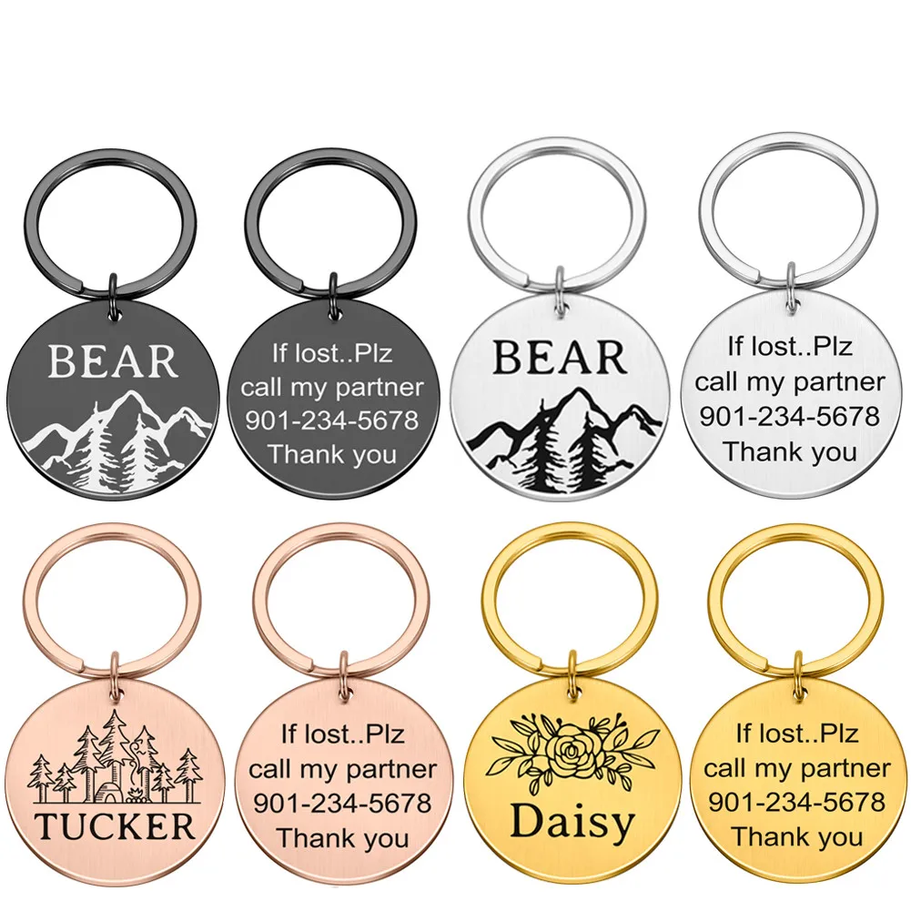 

Индивидуальные двухсторонние Выгравированные бирки для собак с защитой от потери персональный ошейник для собак аксессуары украшения оше...