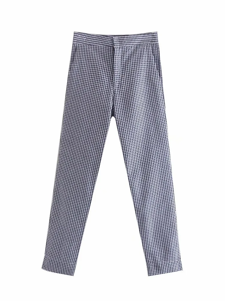 Женский деловой костюм-двойка 2020 клетчатый Блейзер на одной пуговице прямые