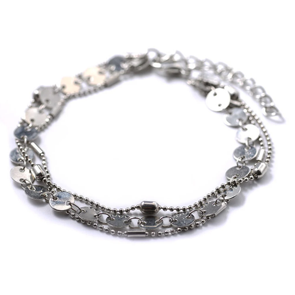 2 шт. модные браслеты из сплава с блестками 3 слоя Очаровательные золотые и