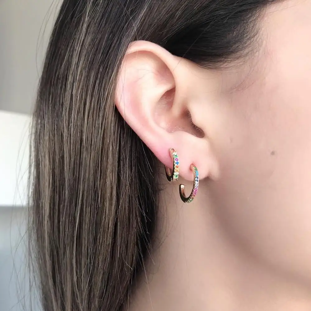 OCESRIO новые серьги Радуга для девочек Изящные Модные Багет CZ гвоздики Красочные