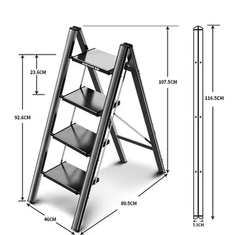 

Multifunctional 4-step folding ladder aluminum alloy herringbone ladder telescopic ladder portable step stool shelf ladder light