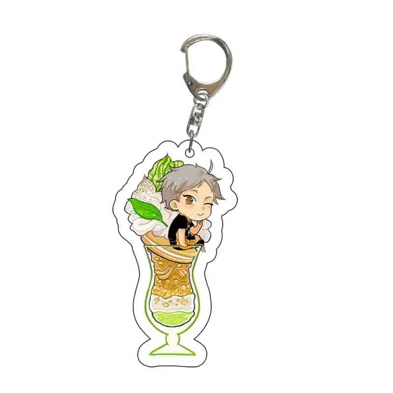 

Hot Anime Haikyuu Haikyuu!! Keychain Cartoon Wine Glass Food Type Acrylic Keyring Gift For Friend Drinks Cup Key Pendant