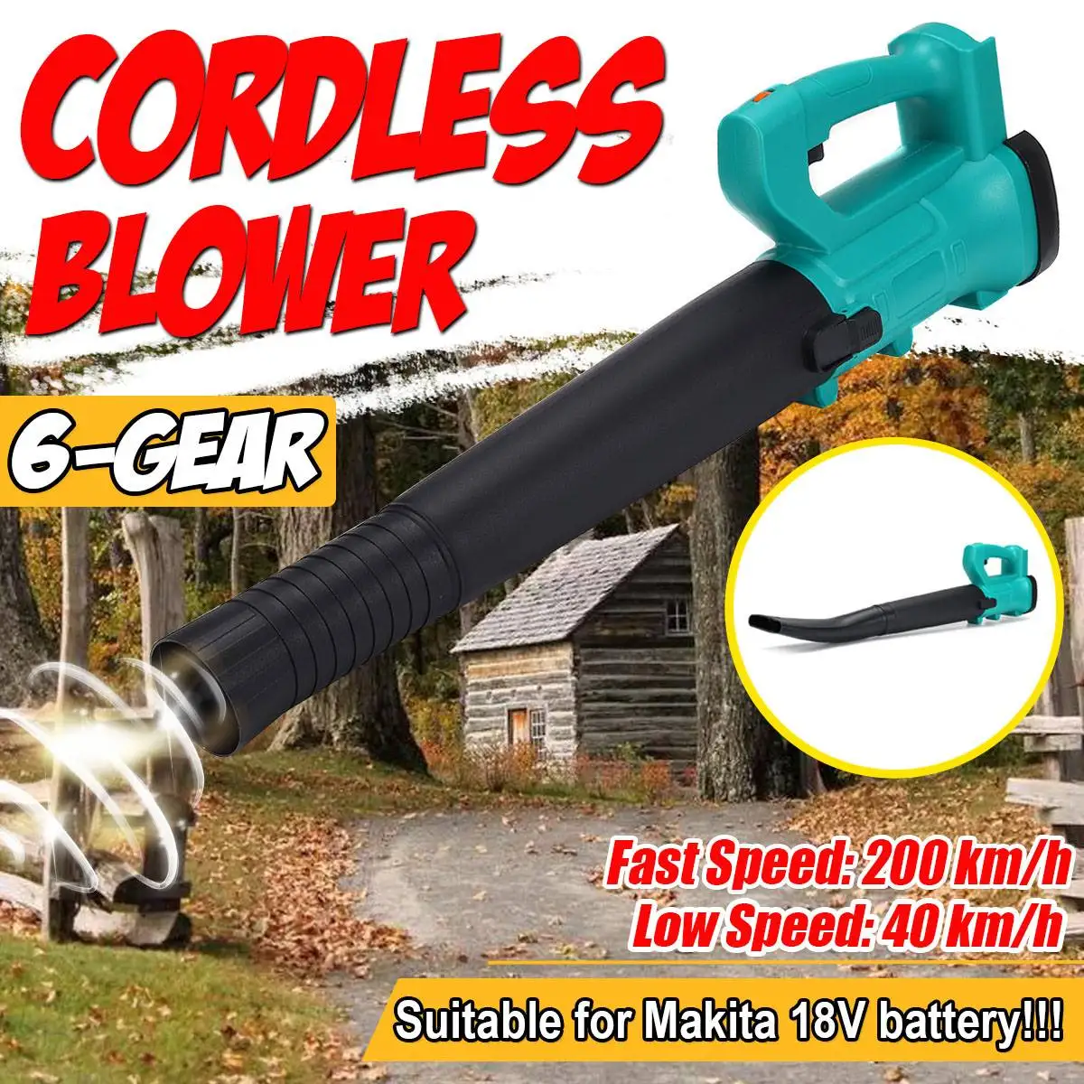 

Cordless Blower Garden Leaf Blower Handheld Dust Collector Cleaner Electric Air Blower Power Tool for Makita 18V Battery