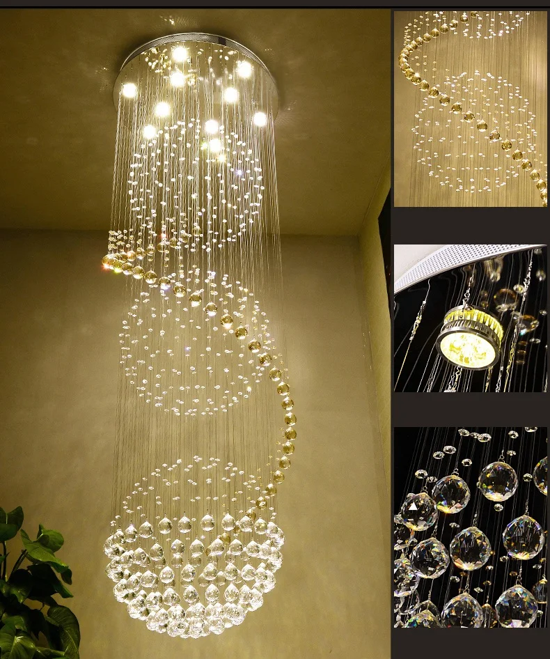 値段 Fumat K9-クリスタルシャンデリア,芸術的なモダンなスパイラル天井ランプ,大型LED照明,ホテル用