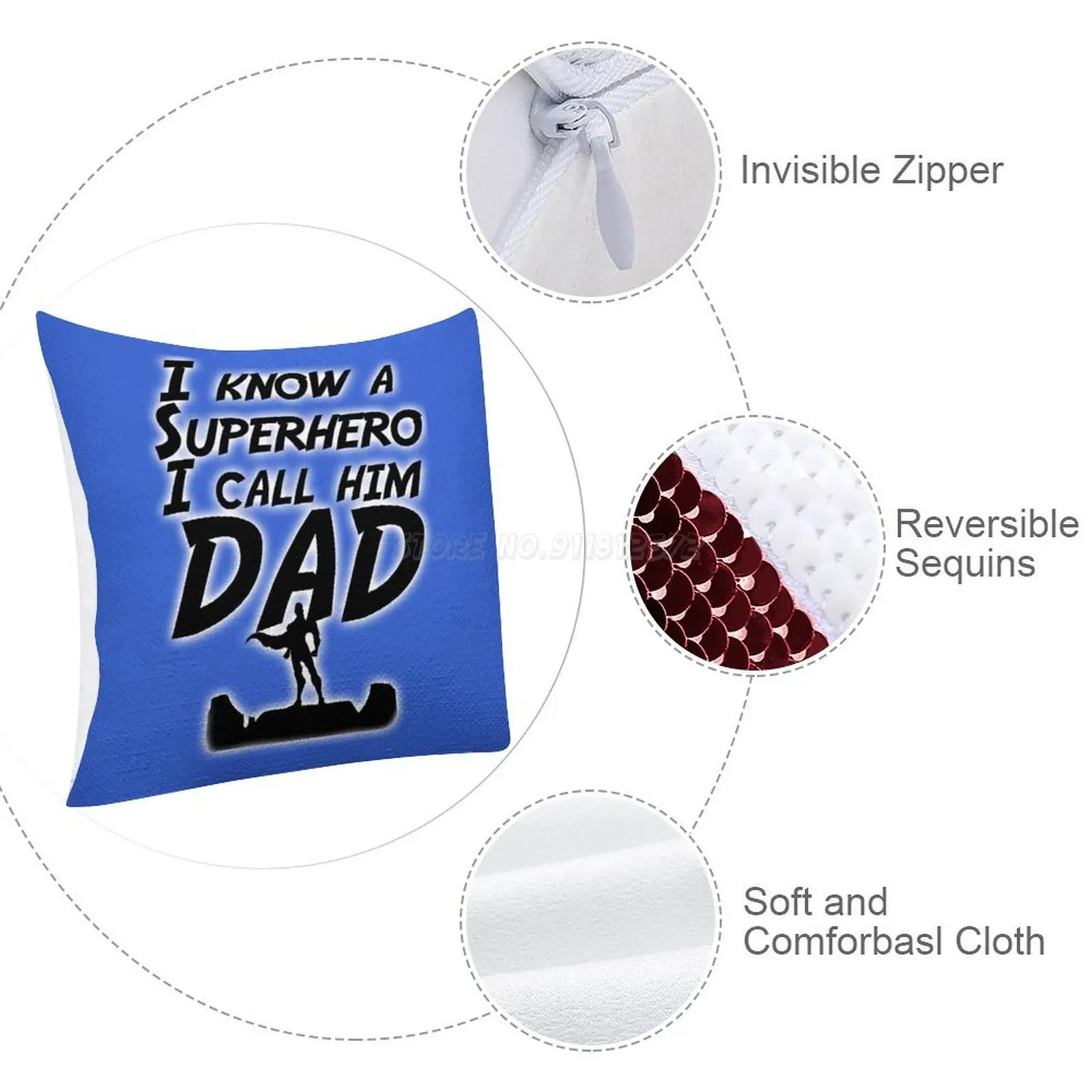 Наволочка с блестками в виде супергероя папы модная наволочка подарок для нее