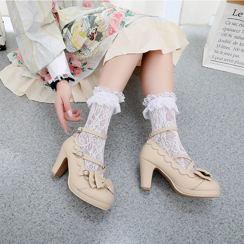 

New High Heel Shoes Feminine Princess Girls Female Kawaii Tea Party Japanese Cute Anime Woman Harajuku Jk Uniform Lolita Shoes