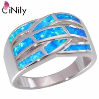cinily created blue fire opal silver plated wholesale hot sell fashion party for women jewelry ring size 6 13 oj6158