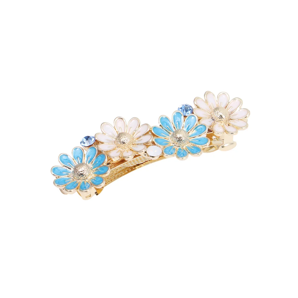 

Small Spring Hairpins Alloy Daisy Flower Spring Hairpin Simple Pony Tail Clip Fashion Chic Hair Accessory for Girls Yellow
