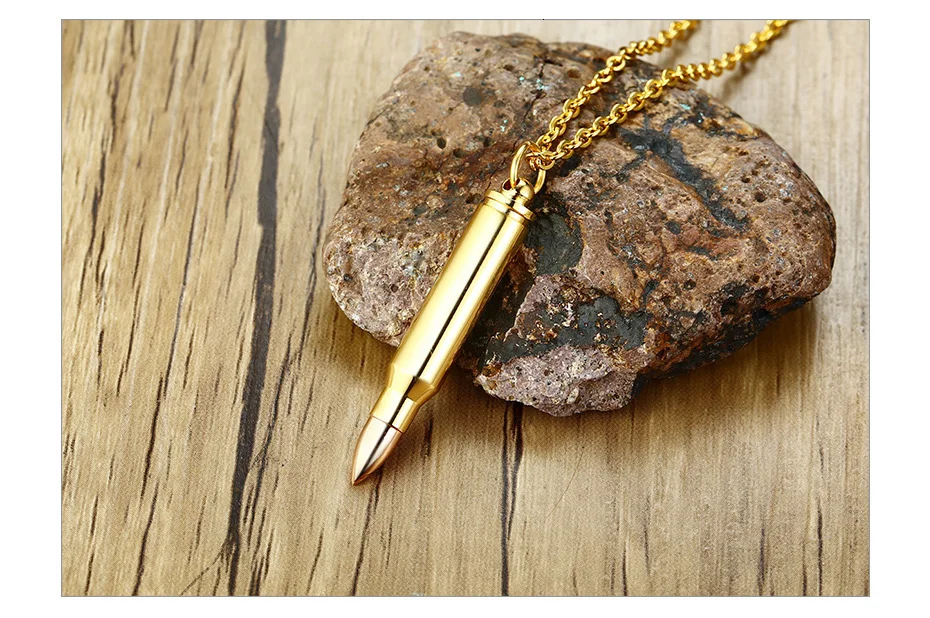 Vnox, можно открыть полые кулоны в форме пули для женщин и мужчин, ожерелья из нержавеющей стали, стильные крутые прочные мужские колье с 20/2" цепочкой