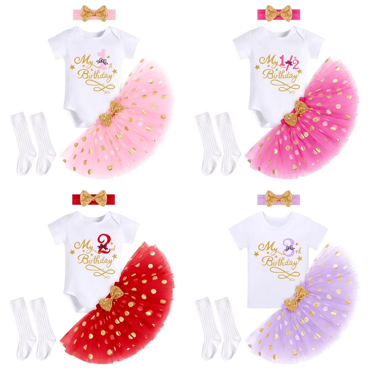 6M-3Y Birthday Party Dress For Baby Girls Sequin Bowknot Tiered Tulle Dress Newborn Infantil Tutu 4pcs Outfit Cake Smash Clothes