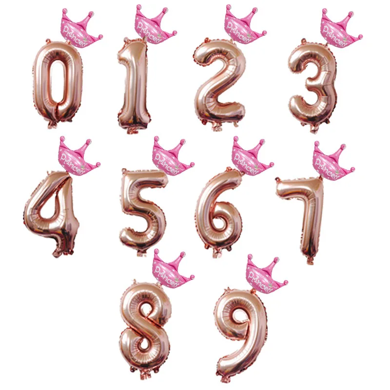rose gold crown pink Золотые, серебряные короны, воздушные цифры, фольга, номер, воздушный шарик, цифра, надувные, на день рождения, вечерние украшения, для детей, для душа, Globos 32" - Цвет: rose gold crown pink