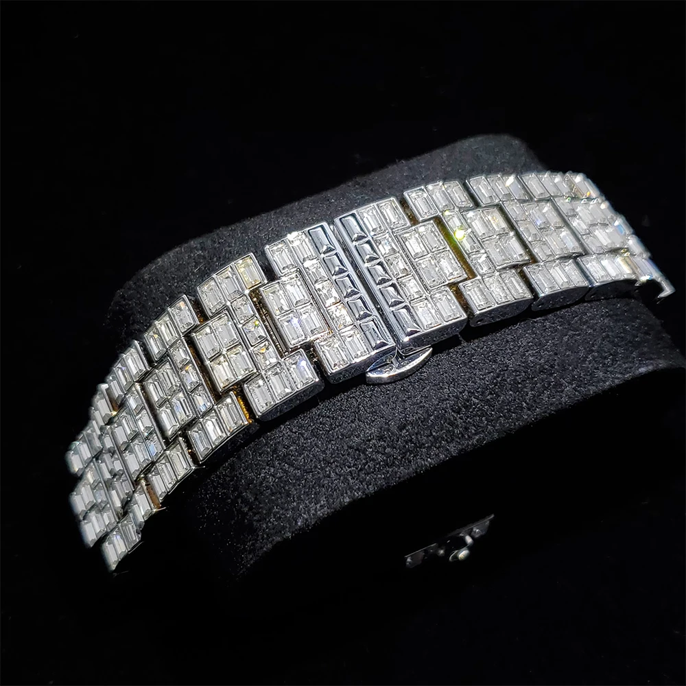 

Hip Hop MISSFOX Baguette Diamond Mens Watches Top Brand Luxury AAA Rolexable Quartz Male Patek Wrist Watch Man Bust Down Jewelry