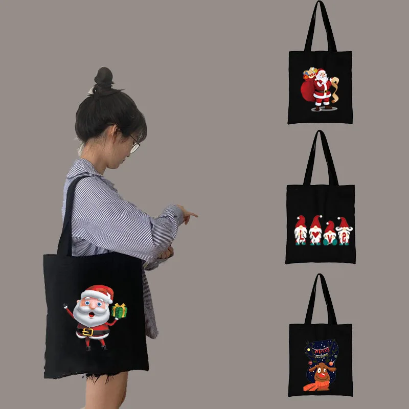 

Women's Shoping Bags Christmas Series Pattern Handbag Canvas Shopper Casual Woman Designer Handbags Printed canvas tote bag