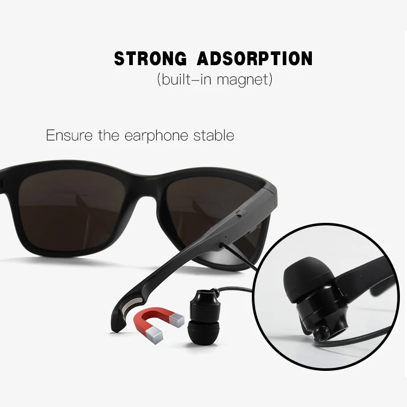 저렴한 블루투스 5.0 무선 헤드폰 선글라스 편광 된 사용자 지정 디옵터 근시 안경 음악 헤드셋 헤드폰 처방 안경