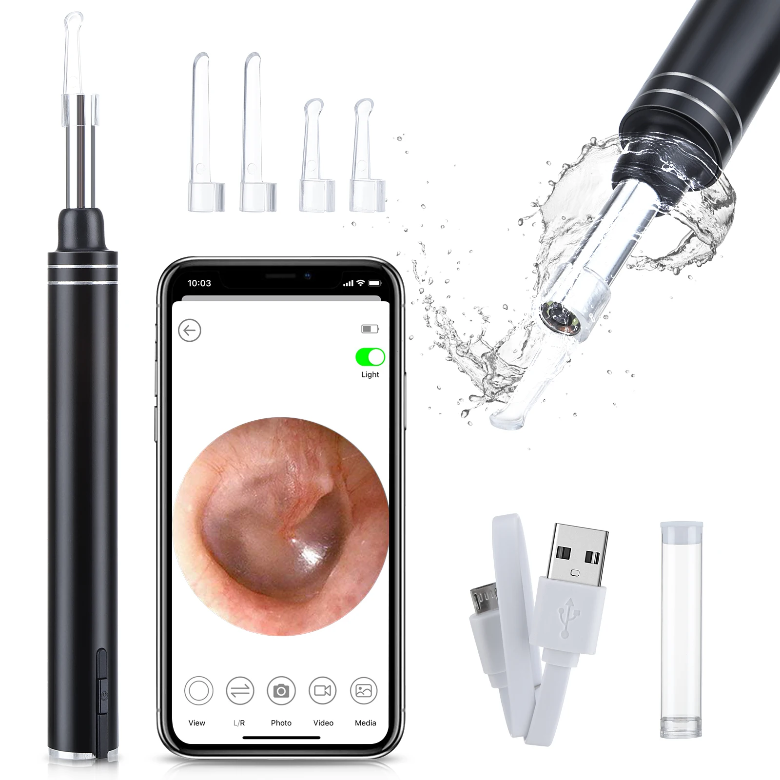 

Intelligent Visual Ear Otoscope 5.5mm Ear Endoscope Electric Ear Scoop Light Earpick 5-Axis Gyroscope Earwax Removal Tool