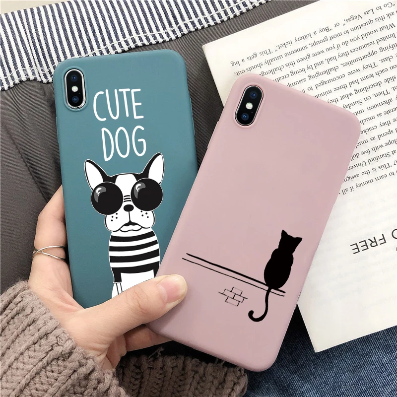 С рисунком кота из мультфильма класса люкс с принтом, мягкий из ТПУ чехол для iPhone 6 S Plus, 8, 7, 6 S, Plus, X Матовый чехол на заднюю панель для iPhone 11 Pro XS Max XR чехол для телефона, Capa