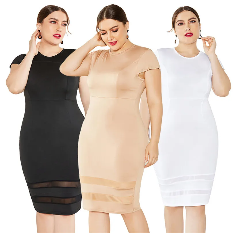 Размера плюс 3XL 4XL 5XL 2020 летнее женское платье Модная одежда с коротким рукавом
