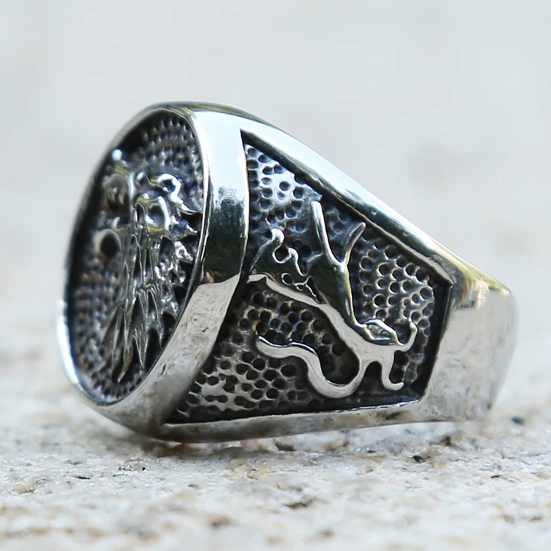 Уникальные серебряные Цвет нержавеющая сталь Викинг Волк кольцо для мужчин