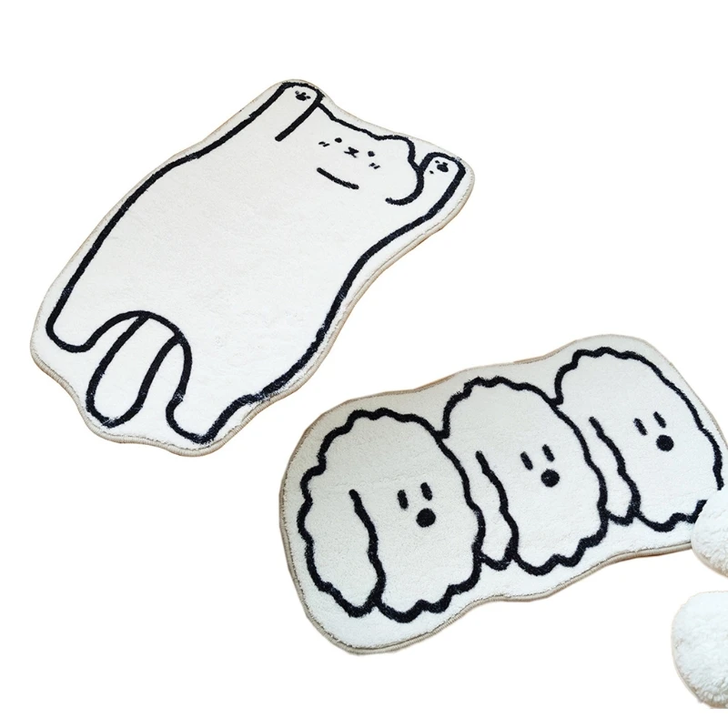 

Cartoon Cat Dog Plush Door Mat Non-Slip Anime Animal Area Rug Water Absorbent Bathroom Floor Carpet Foot Pad Home Decor