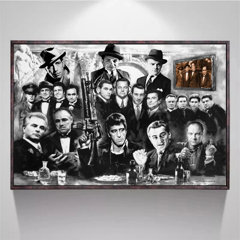 Классический фильм гангстеры крестный отец шрам лицо художественный постер