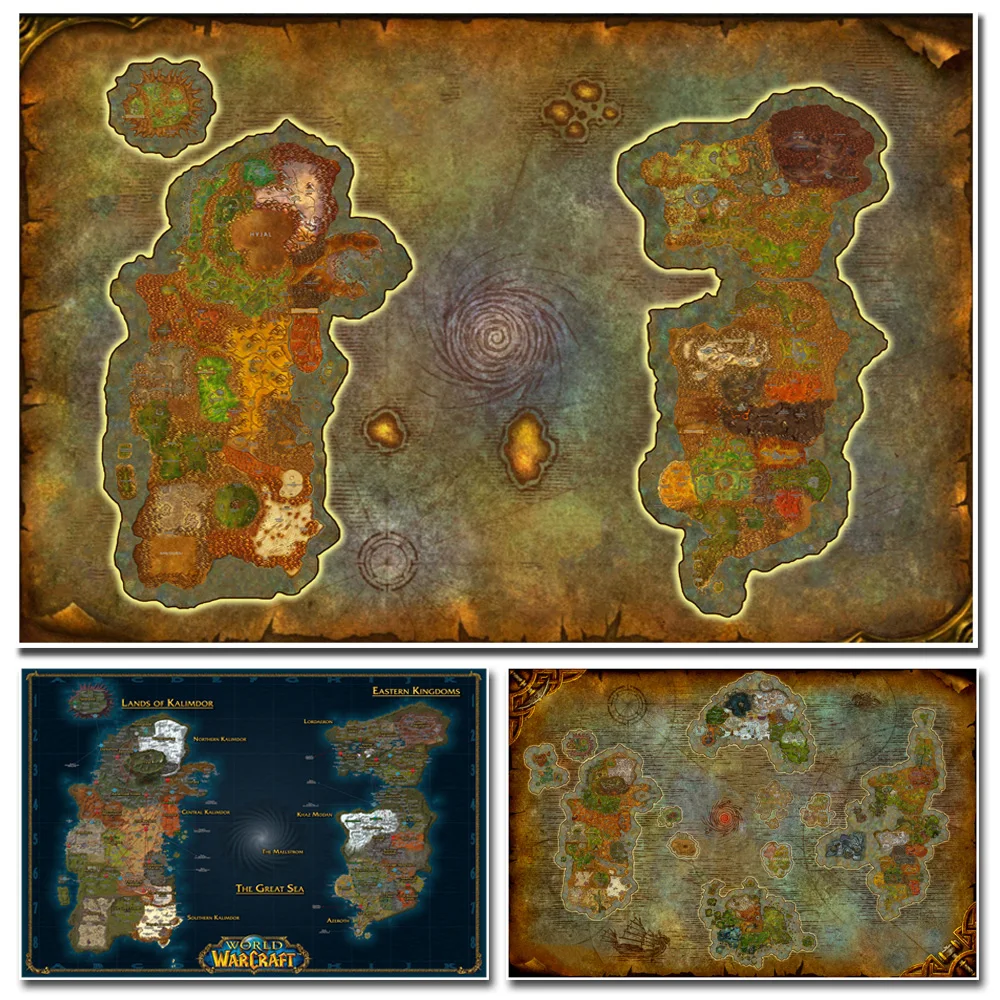 Карта мира Warcraft плакат Холст Картина настенное искусство наклейки отличная игра плакат мир обои с картой декор гостиной