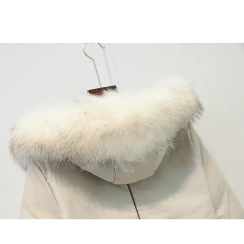 

High grade Women's Hooded Winter Jacket Warm Raccoon fur collar Down Jackets Loose Outerwear Casual Female Long Overcoat Coats