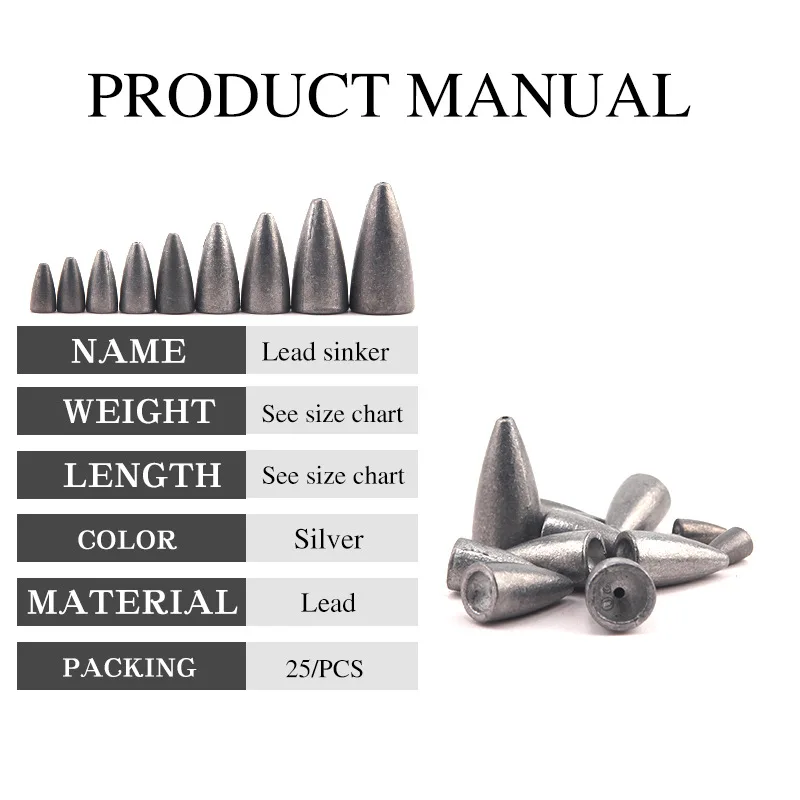 5 шт. пуля свинцовое грузило море Рыбная ловля наживка боеголовки морского дна