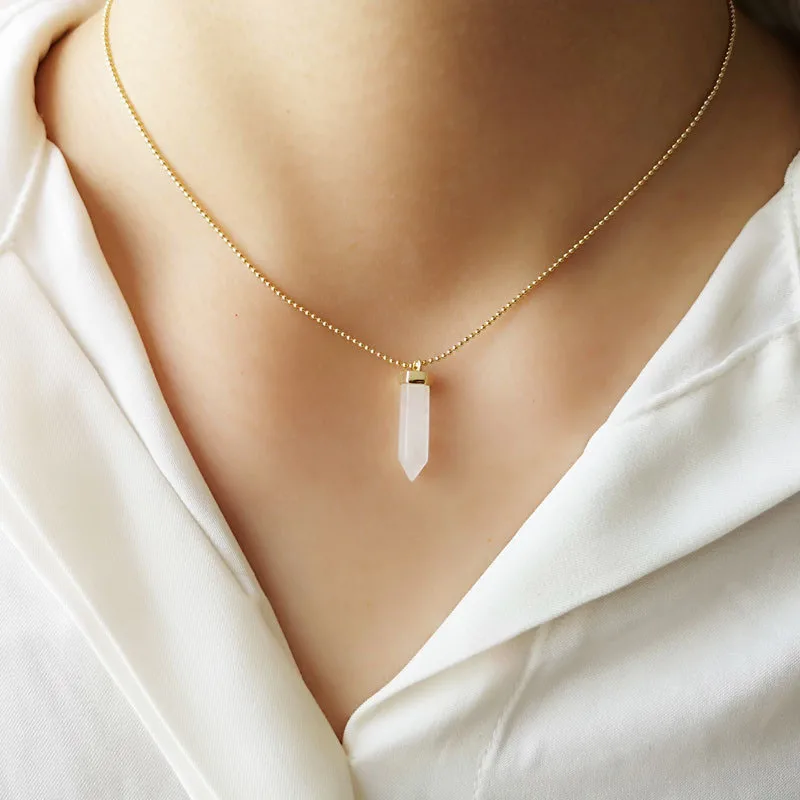 Женское колье из серебра 925 пробы с натуральным кристаллом | Украшения и