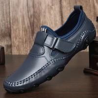 men fashion hand sewn cow split casual shoes hombre breathable leather loafer moccasins flat comfy driving shoe plus size 38 47