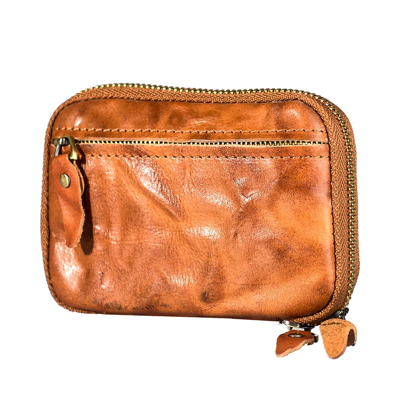 

Genuine Leather Key Wallet For Men Male Vintage Multi Function Short Zipper Coin Purse Card Holder Case Money Bag Housekeeper