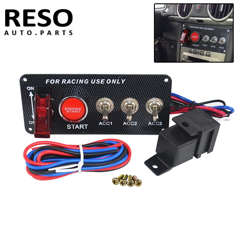 Углеродное волокно гоночный автомобиль 12 В Светодиодная лампа старт двигателя