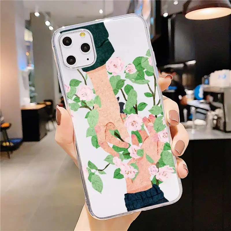 

Fashion hand Hold hands love Phone Case Transparent soft For iphone 5 5s 5c se 6 6s 7 8 11 12 plus mini x xs xr pro max