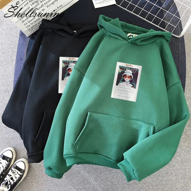 Shellsuning Harajuku уличная Толстовка Женская толстовка с длинным рукавом корейский Ulzzang