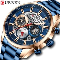 curren 2021 new mens casual sports watch top luxury brand mens watch waterproof luminous stainless steel mens wrist watch