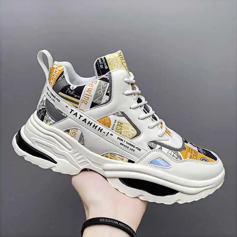 

Men Canvas Sneakers Flats Comfortable High Top Shoes Flats Casual Men's White Black Breathable Walking Shoes Youth Platforms 3-H