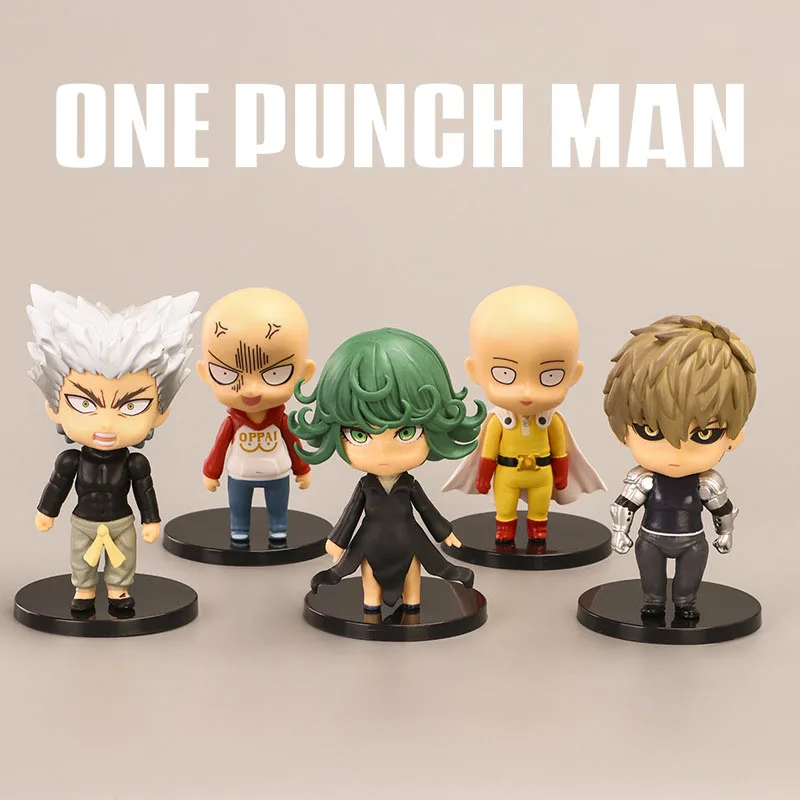 

5Pcs/Set 10cm PVC Anime Figure One Punch Man Saitama Genos Tatsumaki Garou Q Version Figurine Manga Toys Dolls