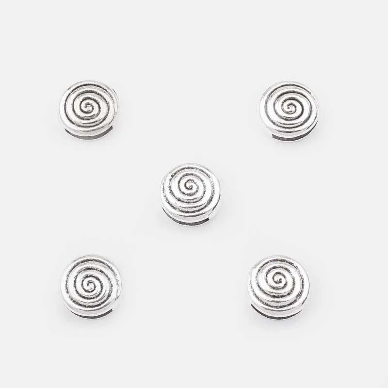 10 шт. тибетский серебристый/Бронзовый спиральный слайдер разделитель бусины для