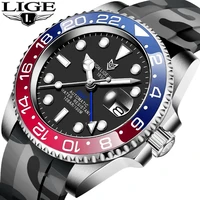 lige design 2020 luxury men mechanical wristwatch silicone gmt watch top brand high quality glass men watches reloj hombrebox
