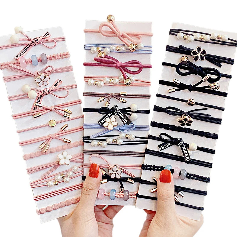 

5/8Pcs Women's Hair Ties Elastic Hair Ropes Headdress Hair Bands Solid Color Ponytail Hair Band Trendy Hair Accessory Scrunchie