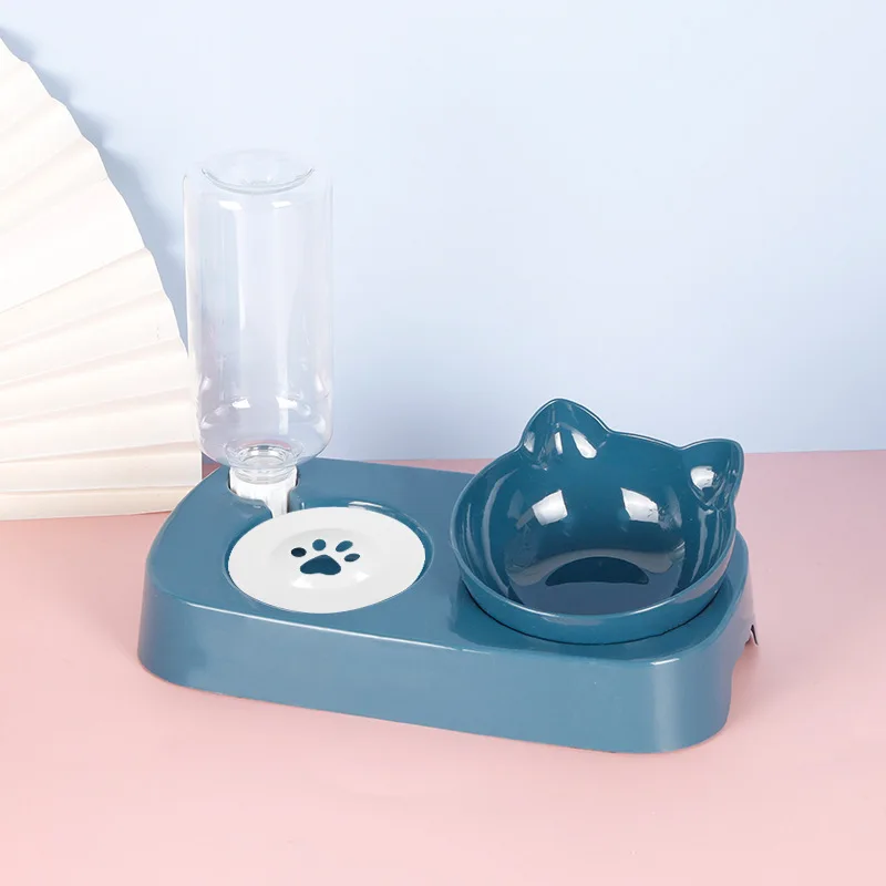 

Drinking Fountain Tilting Bowl Cute Cat Face Shape Automatic Water Feeding Pet Supplies Dog Food
