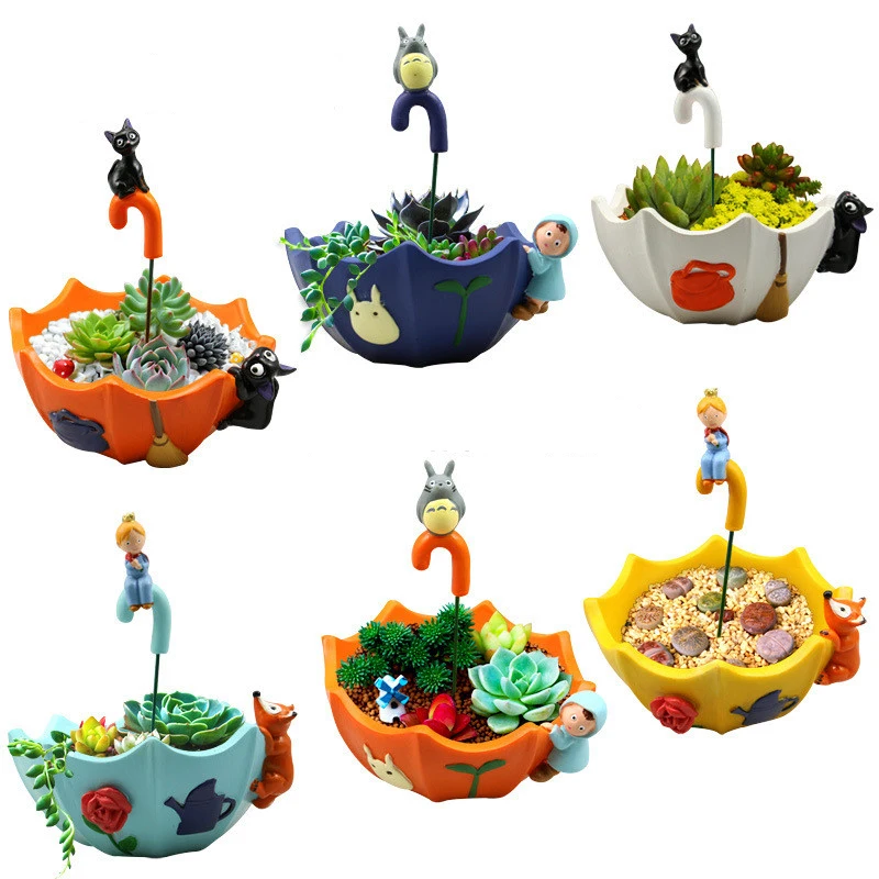 Мультяшный МИЛЫЙ Тоторо цветочный горшок в форме зонта для домашнего декора