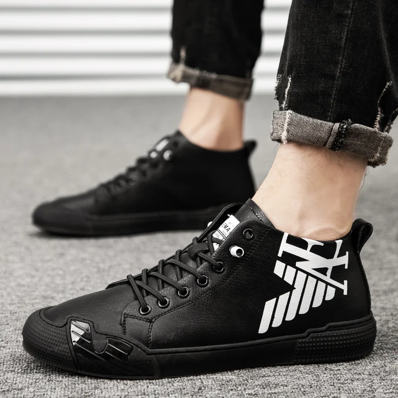 2021 Superstar Fashion Letter Black Print High top Sneakers Men Skateboard Shoes Seasons Comfort Sport Shoes Men zapatos hombre