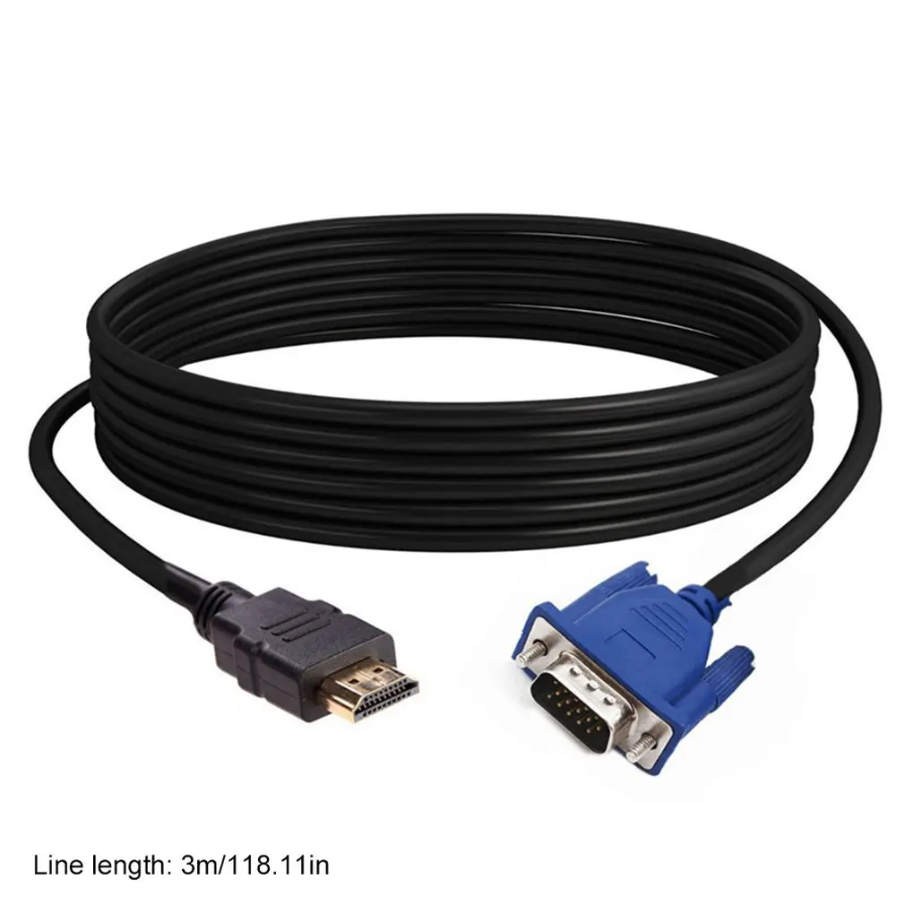 3/5 м позолоченные разъемы HDMI папа к VGA HD-15 Мужской адаптер кабель Шнур для DVD HDTV