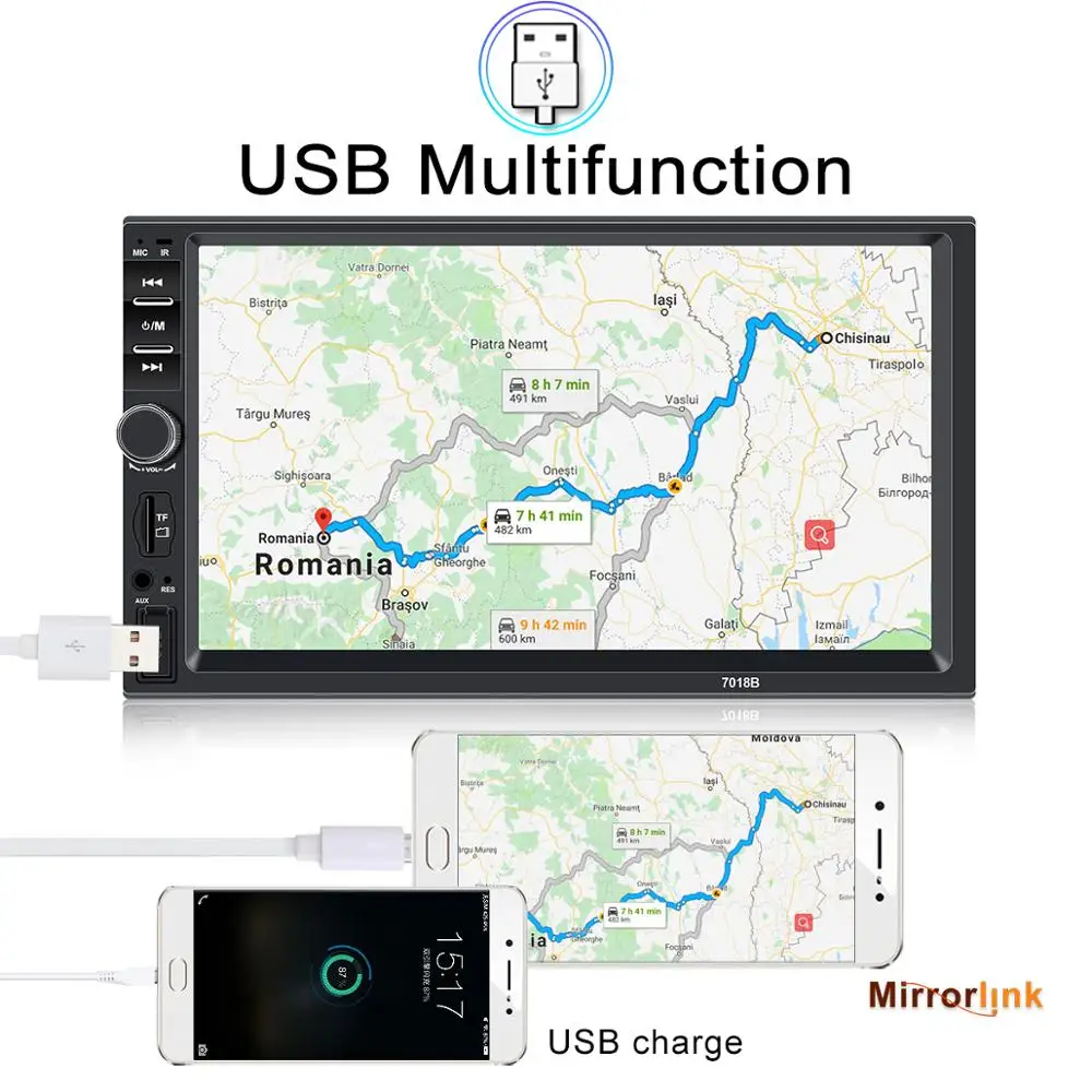 2din автомобильное радио 7 дюймов сенсорный mirrorlink Android плеер сабвуфер MP5 Авторадио - Фото №1