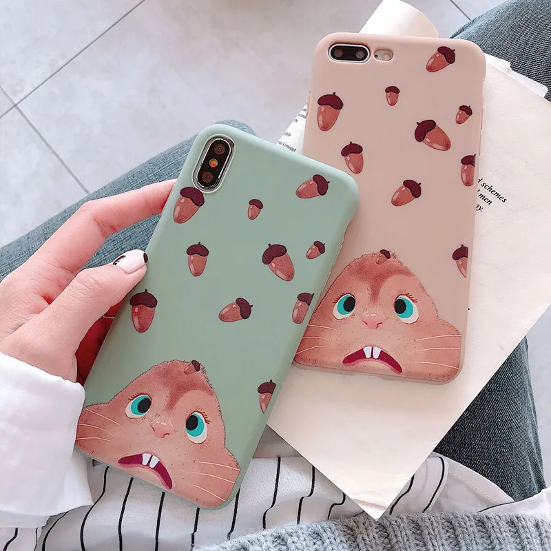 Милый мультфильм белка чип и Дейл чехол для iPhone 7 8 6 Plus матовый Силиконовый X XS Max XR