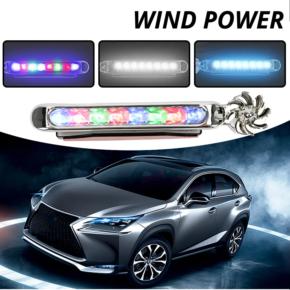 

2X Wind Powered Car DayTime Running Lights 8LED Rotation Fan Daylight No Need External Power Supply Auto Decorative Lamp DRL Led