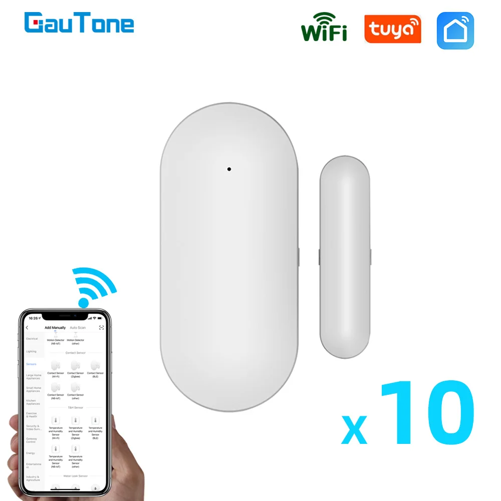 Смарт-Wifi датчик для двери GauTone PB69 TUYA, система сигнализации для дома, детектор окон, приложение с уведомлениями, умный срок службы - изображение