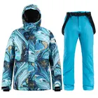 Мужской спортивный костюм, куртка и штаны, зимний, дышащий, теплый, водонепроницаемый, ветрозащитный, для катания на лыжах и сноуборде, горнолыжный костюм